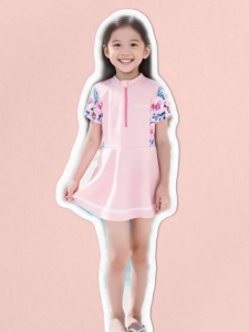 LJMOFA Kids One-Piece Swimsuit for Girls 3-10 Years Floral Print Quick-Dry Girls Swimwear