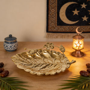 Eid al-Fitr Golden Fruit Tray Creative Ramadan Metal Fruit Tray Dessert Serving Dish Reusable Metal Decorative Plate