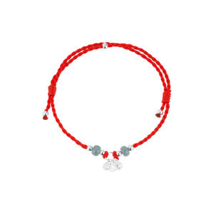ZHENGZHAO | Red Rope and Sapphire S925 Silver Pendant Bracelet