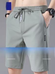 ROMON | Lormen Mens Summer Thin Ice Silk Quick Dry Loose Straight Leg 5 Shorts Sport Casual Youthful Vitality Style Basic Popular Style