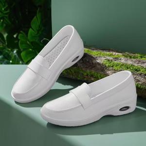 Womens Spring 2025 Air-Cushioned Flat Shoes Breathable Soft-Soled Slip-On Casual Comfortable Anti-Slip Nurse Shoes