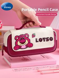 disney(Disney) | Disney Strawberry Bear Pencil Case Large Capacity Stationery Bag Girls Elementary School Students Cute Unique Design 2025 New Model