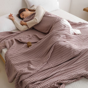 ZH Chăn Bông Waffle Khăn Gạc Ga Trải Giường Da Mềm Mại Bọc Ghế Sofa Air-Chăn Mùa Hè Thân Thiện Với Chăn Điều Hòa