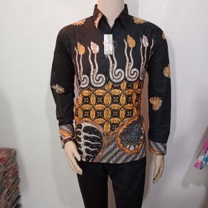 kemeja batik pria lengan panjang motif wiji kawung hitam Arta batik auper KODE 008 grosir batik l seragam batik kantor 10.10 23 batik motif melody item batik premium batik exclusive batik terbaru