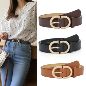 Womens Belts Fashion Retro Belt 105cm Simple Metal Buckle Belt Female Black Matching Western Pants Jeans 2025 New Accessories