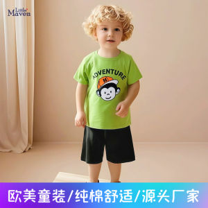 Summer Cartoon Pure Cotton Short Sleeve Childrens Clothing Set for Boys Little Maven Brand Multpie Pieces European Style