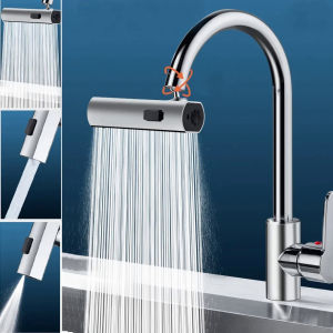 Waterfall Faucet 360° Swivel 3 Modes Kitchen Faucet 22mm Thread Anti-Splash Rotary Conversions Bubbler Booster Extension
