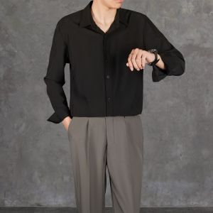 ZHUOCAN | Deep Blue British Style Naples Shirt Sun Protection