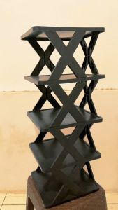 Rak Sepatu & Sandal Susun Plastik Portable Aesthetic / Tempat Sepatu Susun 6 & 8 Susun [Full Black Series]