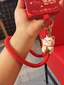 Short Womens Mobile Phone Pendant Cat Charm Lanyard Hand Cord Phone Strap Wealth Attracting Cat Brand Zhenge Model 112
