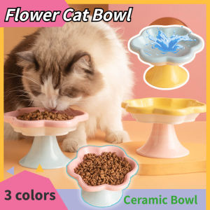 Flower Cat Bowl Ceramic Elevated Pet Bowl Cat Food Bowl Water Bowl Dog Food Bowl Pet Accessories