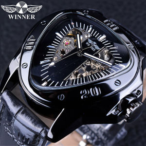 Winner Triangle Large Dial Automatic Mechanical Watch Mens fashion casual hollow out