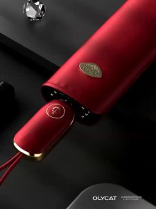 OLYCAT ร่มอัตโนมัติทรงแบนสำหรับผู้หญิงร่มกันแดดพับได้ใช้ในฤดูร้อนสำหรับเด็กผู้หญิงร่มกันแดดกันลมหรูหรากลางแจ้ง