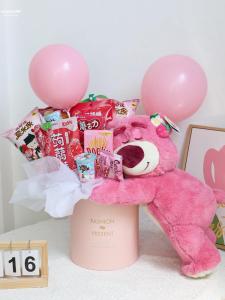 Valentines Day Gift Straw Bear Hug Bucket Snacks Flower Bouquet  DIY Materials Doll for Girlfriend Qixi Festival