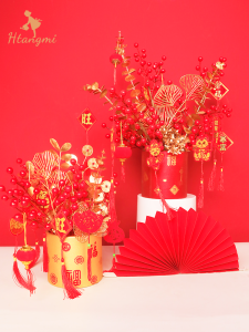 New Year Festive Decorative Red Lucky Pomegranate Lantern Ornament Small Hanging Pendant Wealth Bag Accessory for Celebration