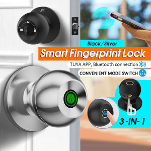 【SG stock】TUYA App Digital Lock Smart Handle Lock Set Fingerprint Key Password Lock Electronic Password Lock Fingerprint door lock