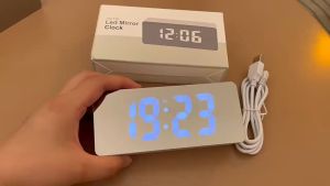 ***READY STOCK*** Ins Style Led Alarm Clock Mirror Led Alarm Clock Simple Modern Design Alarm Clock