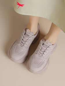 Red Dragonfly Retro Gray Pink Dad Shoes 2024 New Arrival Fall and Winter European Station Womens Platform Shoes Small Height Increasing