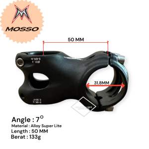 ( MOSSO 50mm x 31.8mm ) STEM MOSSO 5 cm Oversize 31.8 mm Alloy Aluminium Super Lite 5cm Stem Mtb Gunung Roadbike Os Moso