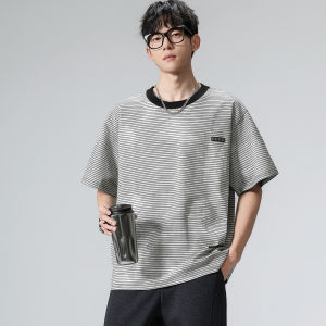Wood soon | American Style Round Neck Stripe Casual T-Shirt