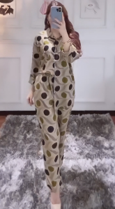 One Set Wanita Namira Polka Busui Jumbo Full Kancing Setelan Rayon Panjang Kerah V Neck Terbaru Kekinian