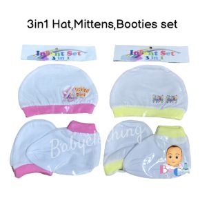 Baby Infant 3in1 set hatmittens and booties Cotton high quality