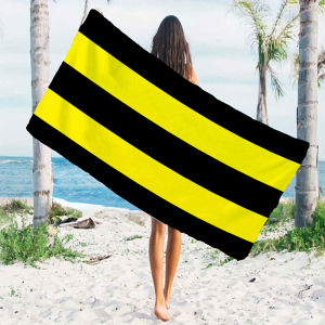 Black Yellow Stripe Beach Towels Ultra Lightweight Quick Drying Super Absorbent Summer Essential Fast-Drying Towel for Beach