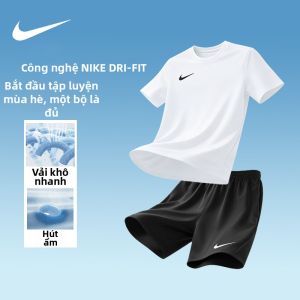 Nike | Bộ Áo Ngắn Tay và Quần Short Hút Ẩm cho Mùa Hè