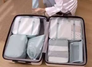 7Pcs Travel Organizer Luggage Suitcase Pouch Foldable Waterproof SetTravel Thickened Zip Storage Bag