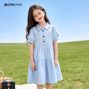 SQTN.KIDS | French Style Summer Resort Princess Dress Blue