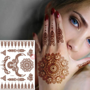 2025 Indian Lace Tattoo Sticker Red Brown Waterproof Semi Permanent Tattoo Sticker