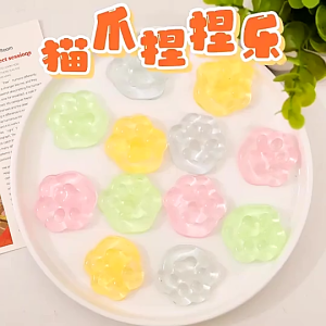 Creative Decompress Transparent Jelly Cat Paw Squeeze Toys Random Color  Pinch Fun Squeeze Slime For Kids Stress Relief 1pcs/5pcs Squishy Soft Toys Jelly Cat Claw