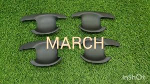 เบ้ารองมือเปิดประตู เบ้ากันรอย 4ชิ้น สีดำ ด้าน นิสสัน มาร์ช Nissan March 2010 - 2023 ใส่ร่วมกันได้ R