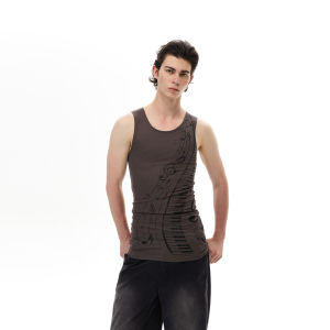 WLNEXT | Summer American Style Fitted Note Print Sleeveless Vest Women