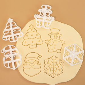 4 Pcs Christmas Cookie Cutter Set Snowflake Santa Claus Snowman XMAS Tree Shape Biscuits Molds for Winter Holiday Baking