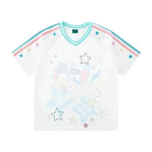JNXS | Áo Thun Cổ V Tay Ngắn Pha Lê Bóng Fairy Pegasus