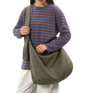 Casual Canvas Shoulder Bag For Women Large Capacity Crossbody Bag Solid Color Simple Female Students School Bag Handbags 2025