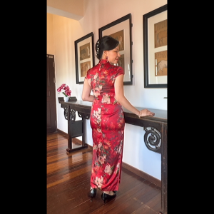 COCOONESE Short Sleeve Cheongsam - Periwinkle