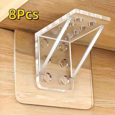 12Pcs No-Drill Adhesive Shelf Brackets Heavy Duty Strong Hold Plastic Wall-Mounted Brackets for Kitchen Bathroom Utility Hooks