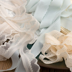 เสื้อผ้าชั้นใน DIY ทำมือ เครื่องประดับผม ผ้าลูกไม้ยางยืด ผ้าลูกไม้สีอ่อน นุ่ม ยืดหยุ่น อุปกรณ์เสริมสำหรับทำเสื้อผ้า