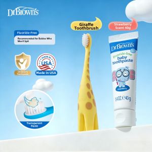 Dr Brown’s Natural Flow | Tooth Decay Prevention Baby Toothpaste 0-3 Years Fluoride Free Fruit Flavor
