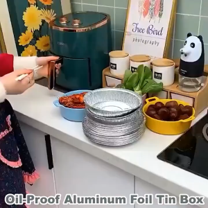 【 In Stock 】Air Fryer Tin Foil/Fryer Paper Disposable Aluminum Foil Bowl Round & Square Air Fryer Paper High Temperature Resistant Barbecue Tin Foil Tray & Silicone Oil Paper Kertas Timah Penggoreng Udara/Kertas Penggoreng 空气炸锅锡纸/炸锅纸