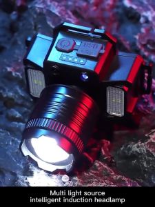 Headlamp Senter Kepala LED Induksi Sensor Gerak Glare Zoom Rotating Tahan Air