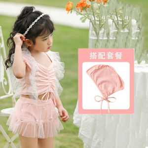 Cute Princess Style Childrens Swimwear Girls Bikini Skirt Lace Soft Tulle Medium to Large Childrens Nylon Spandex Swimsuit