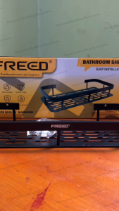 Rak Sabun Kamar Mandi Persegi Black FREED RakSabun Alumunium 1 Susun Tempel Dinding Kualitas TERBAIK