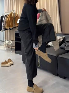 Fashion Warm Petite Fit Wide Leg Wool Pants