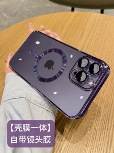 Ultra-Thin Electroplated Magnetic Absorption Phone Case with Lens Film for Apple 13Promax 14NewMagsafe 12Transparent 16Electroplated 15Pro Anti-Fall iPhone11