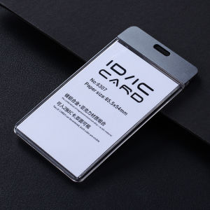 Double-Sided Transparent Acrylic Metal Business Information Tag Lanyard Work ID Card Holder Metal Acrylic Lanyard for Office Supplies