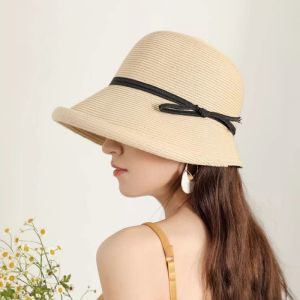 Hepburn Style Đa Năng Mũ Rơm Nữ Mũ Chống Nắng Thời Trang Đi Biển Mùa Hè Chống Nắng Vành Lớn Mũ Người Cá