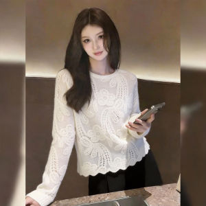 QFN | Gentle Style Lace Hole Knitting Sweater Autumn